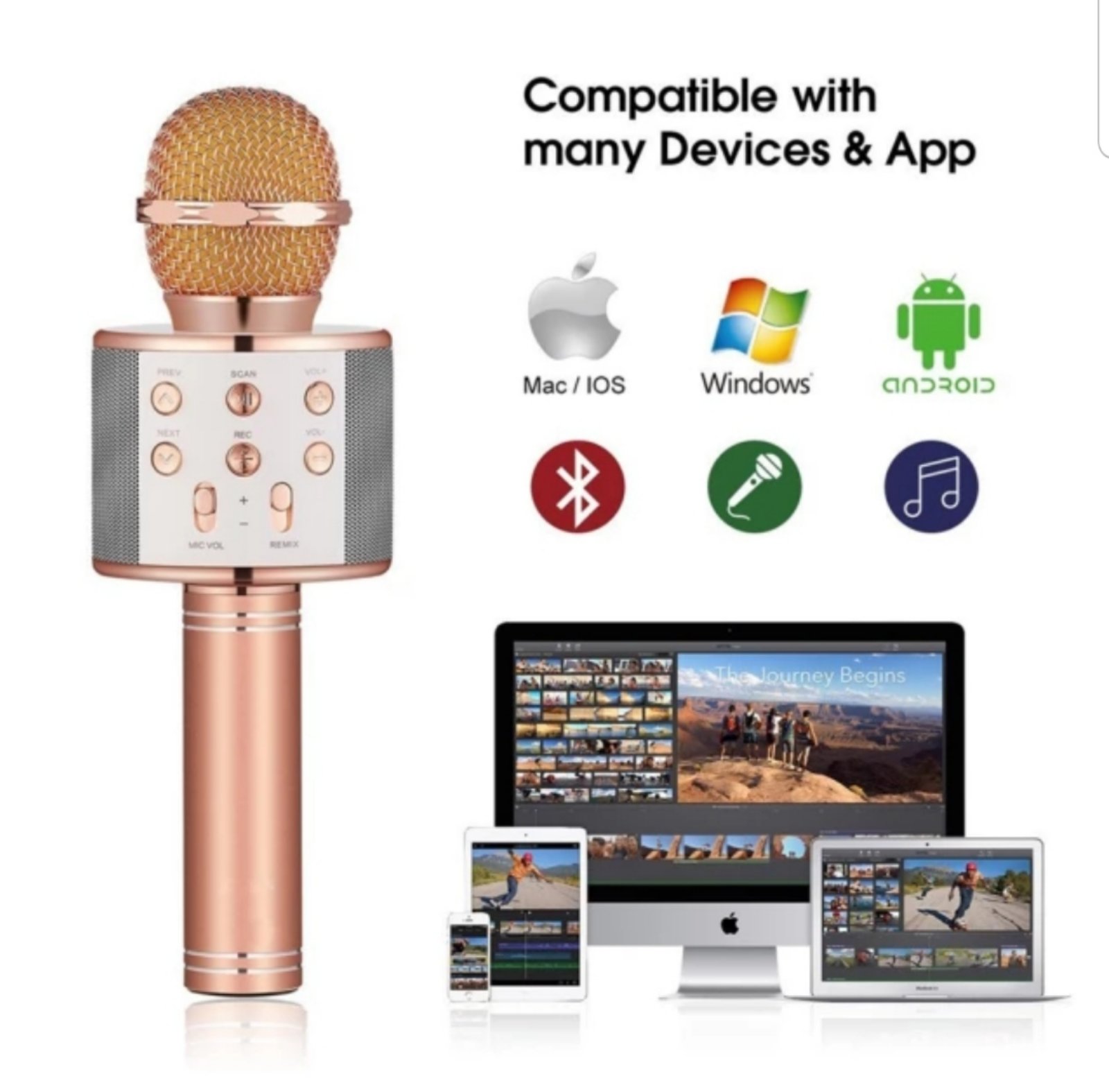 Karaoke Bluetooth Mikrofon WS-858 – Bežični Mikrofon sa Zvučnikom i LED Svetlima karaoke bluetooth mikrofon — u upotrebi