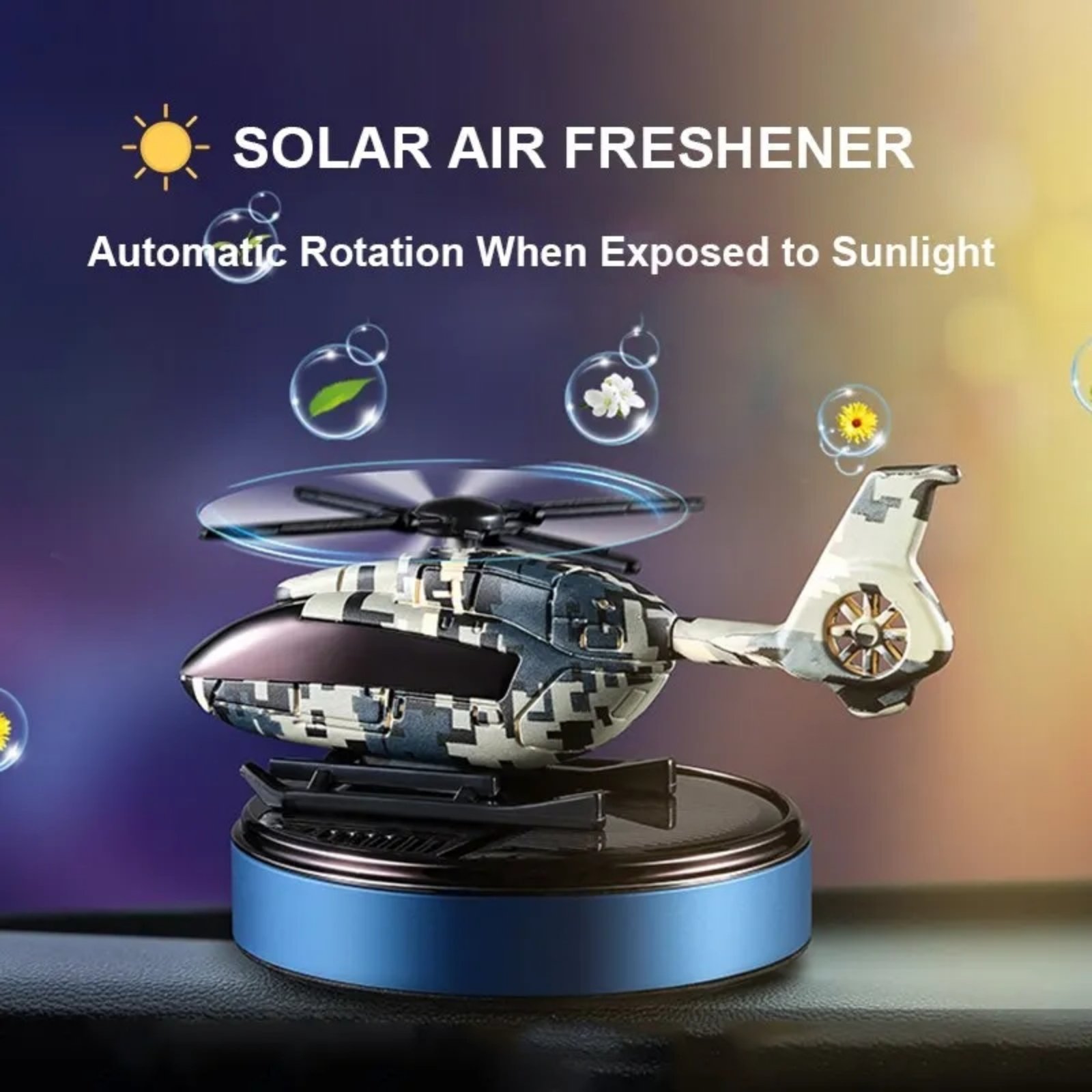 Solarni osveživač vazduha za auto Helihopter solarni osveživač vazduha za auto — u upotrebi