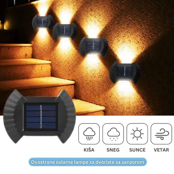 Dvostrane solarne lampe za dvorište sa senzorom (4 komada) solarne lampe za dvorište — detalji