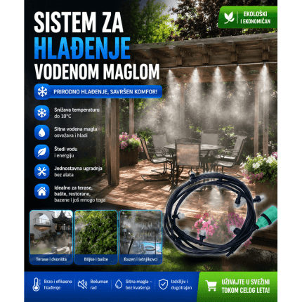 vodena magla — sistem za hlađenje dvorišta i bašte