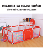 Dečija sigurnosna ogradica za igru – sa košem za basket i golom 230*155*122cm