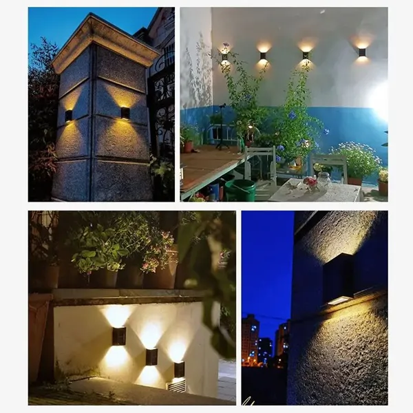 Solarne zidne lampe za dvorište – 4 komada solarne zidne lampe — detalji