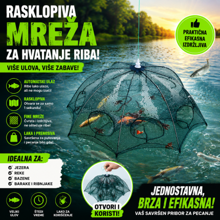 Sklopiva Ribarska Mreža za Ribe, Rakove i Škampe