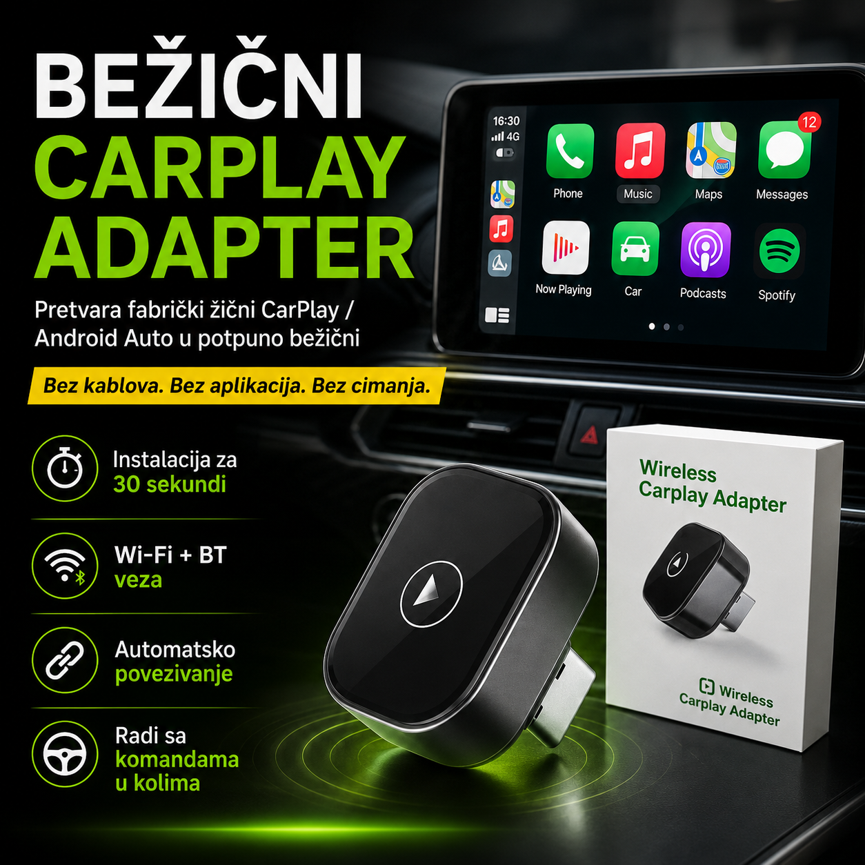 Wireless Apple Carplay & Android Auto Adapter