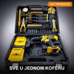 Aku bušilica sa priborom — komplet alata u koferu - u upotrebi
