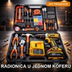 Aku bušilica 24V sa kompletnim setom alata u koferu i dve baterije - u upotrebi