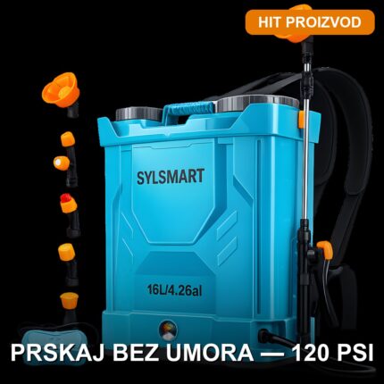 Automatska leđna kanta za prskanje 16L — baterija 4000mAh, pritisak do 120 PSI