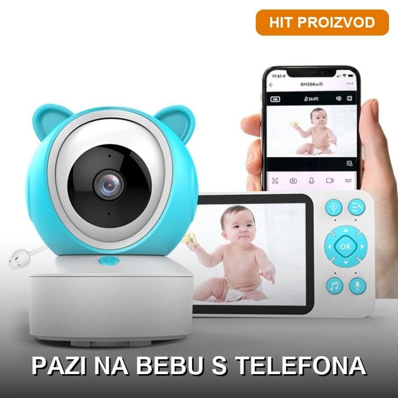 Bebi Monitor sa WiFi i Alarmom — Nadzor Bebe u Realnom Vremenu bebi monitor sa WiFi i alarmom - prednja strana