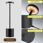 Bežična LED Stona Lampa sa Touch Kontrolom – Crna | Kafići, Bašte, Restorani - slika 2