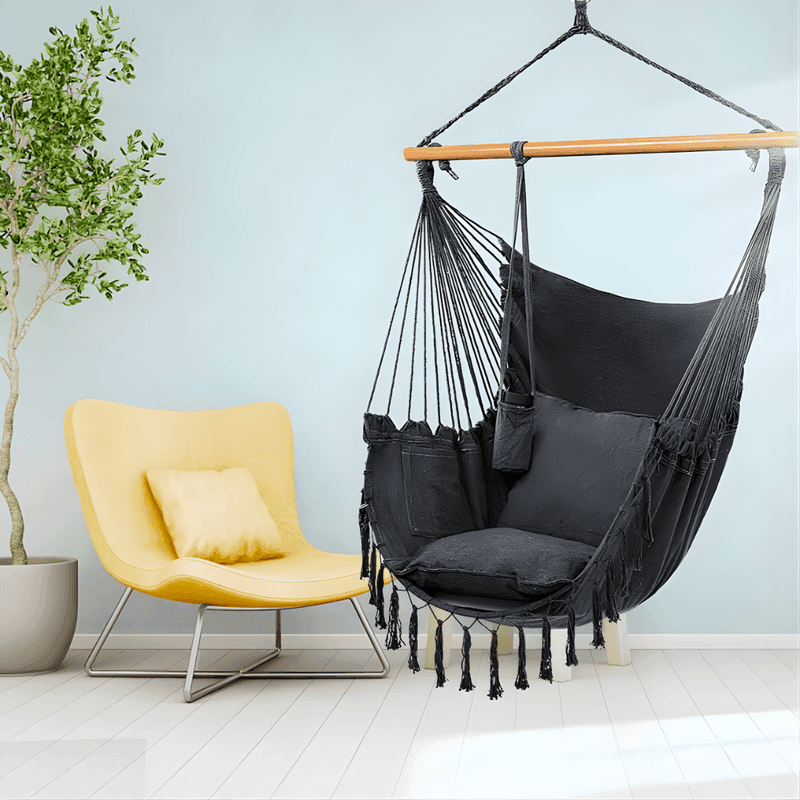 boho baštenska ljuljaška — prednja strana