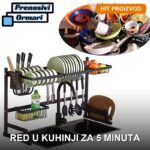 Čelični višenamenski stalak za kuhinju — organizator za sudove i pribor - primena