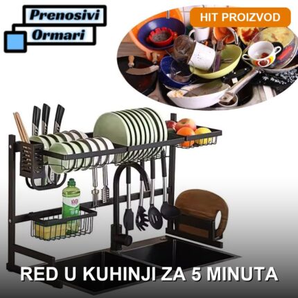 Čelični višenamenski stalak za kuhinju — organizator za sudove i pribor
