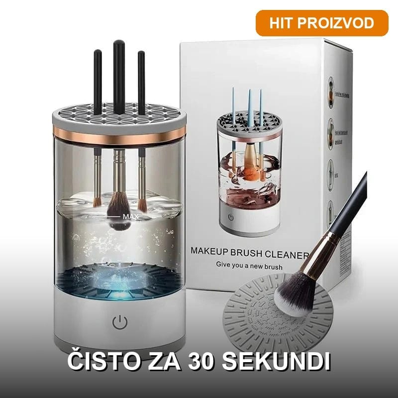 Čistač četkica za šminku — TehnoLider Električni čistač četkica za šminku sa ultrasoničnim vibracijama na beloj podlozi