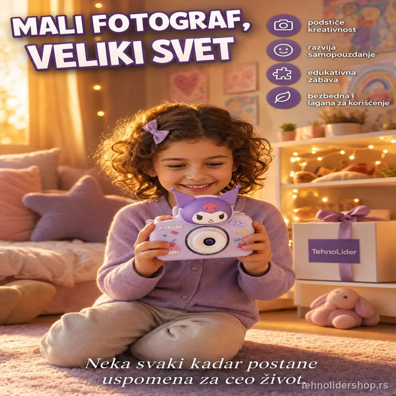Dečiji digitalni fotoaparat Kuromi – ljubičasta kamera za ma dečiji fotoaparat — digitalni model za decu