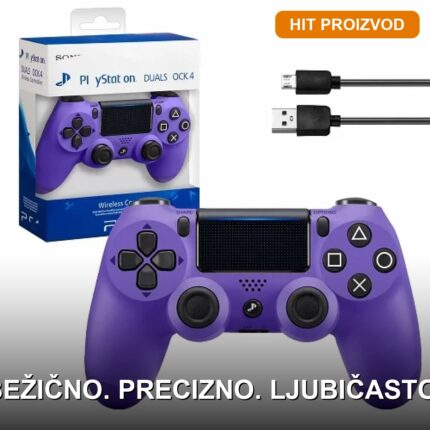 Džojstik za PS4 Ljubičasti – Bežični Gamepad sa Vibracijom za PC i PS4