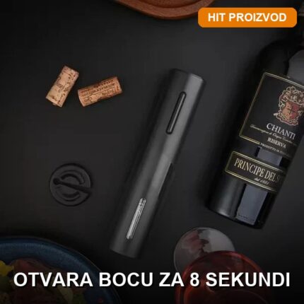 Električni otvarač za vino SET sa rezačem folije — otvara bocu za 8 sekundi