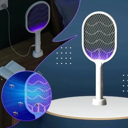 Električni reket protiv komaraca sa UV lampom 3000V — 2u1 reket i automatska lampa - slika 2