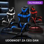 Ergonomska Gejmerska Stolica sa Naslonom za Noge — Za Dugo Sedenje i Gaming