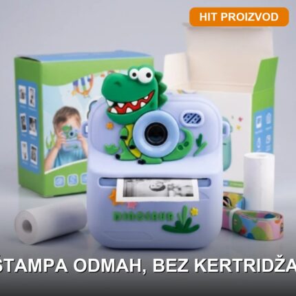 Fotoaparat za decu Dinosaurus sa štampačem – Termalna štampa, kamera i igrice u jednom