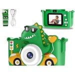 Fotoaparat za Decu Dinosaurus u Autu — Zeleni, Displej 2.0", Selfi Kamera i Igrice - slika 2