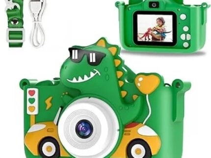 Fotoaparat za Decu Dinosaurus u Autu — Zeleni, Displej 2.0", Selfi Kamera i Igrice - slika 2