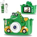 Fotoaparat za Decu Dinosaurus u Autu — Zeleni, Displej 2.0", Selfi Kamera i Igrice - slika 4