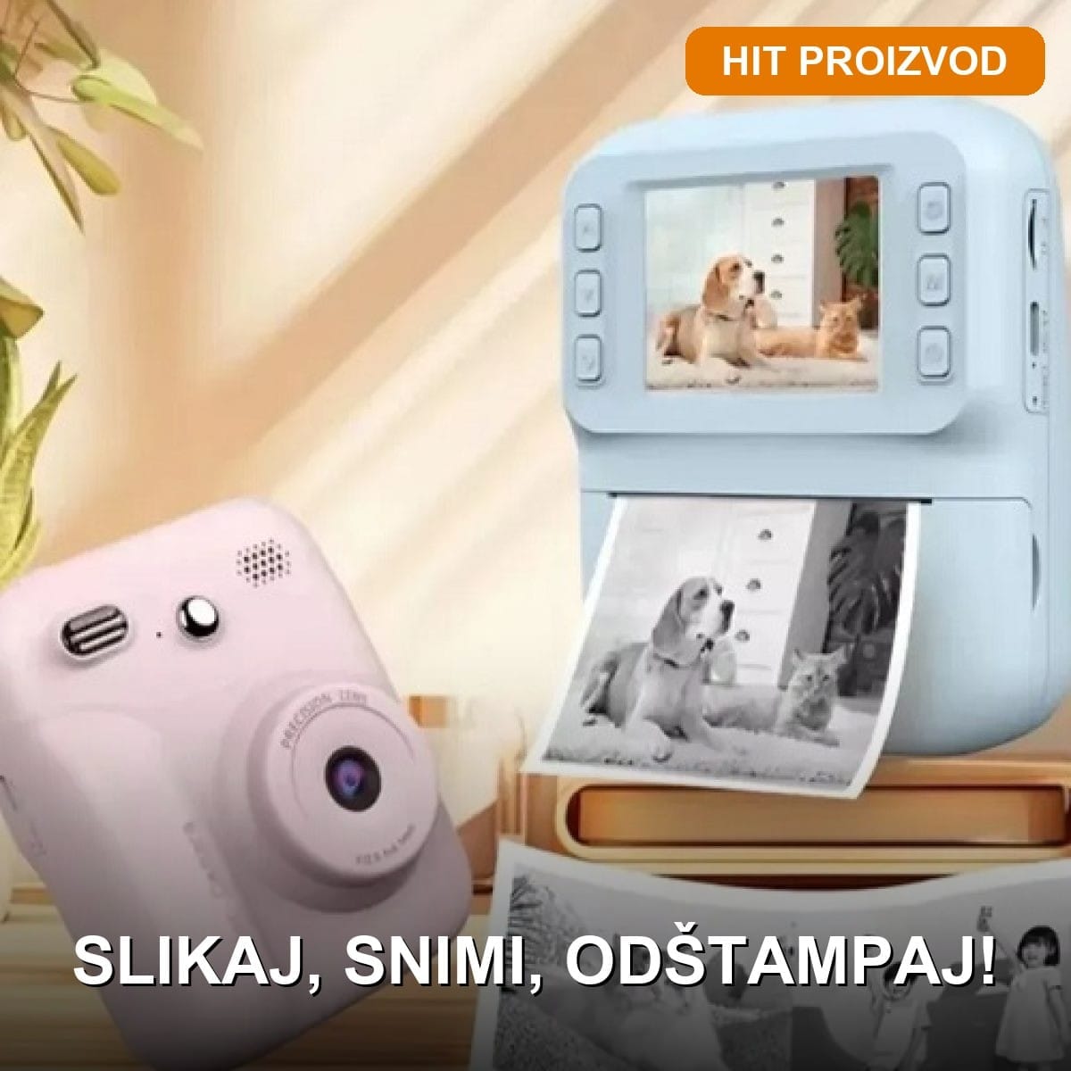 Fotoaparat za decu sa štampačem A26 Fotoaparat za decu sa štampačem slika A26 u roze boji na beloj podlozi