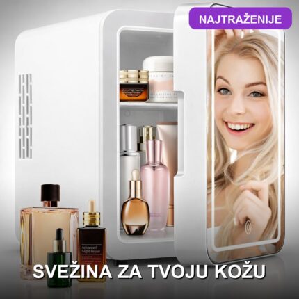 Frižider za kozmetiku sa LED ogledalom i funkcijom grejanja - 4L mini beauty fridge