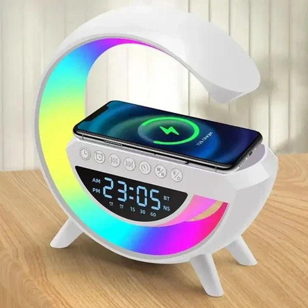 G LED Lampa 6u1 — Bluetooth Zvučnik, Punjač 15W, Sat i RGB Svetlosni Efekti - slika 2