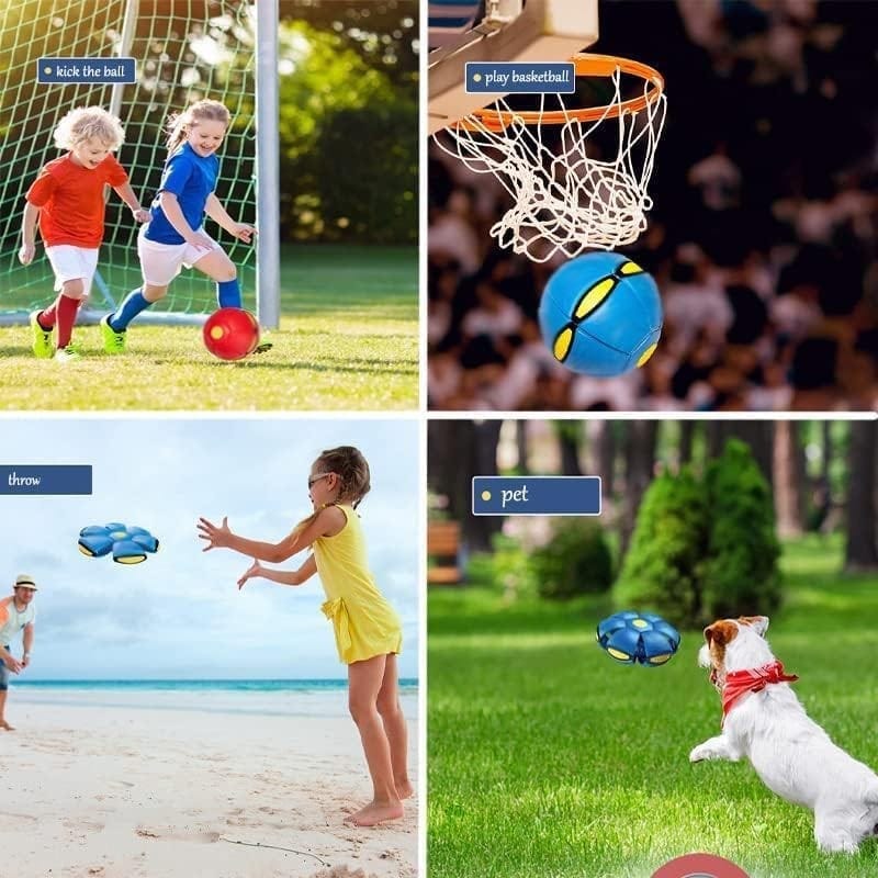 Transformacija frisbija u loptu u vazduhu Transformacija frisbija u loptu tokom leta – prikaz mehanizma 2-u-1 igračke
