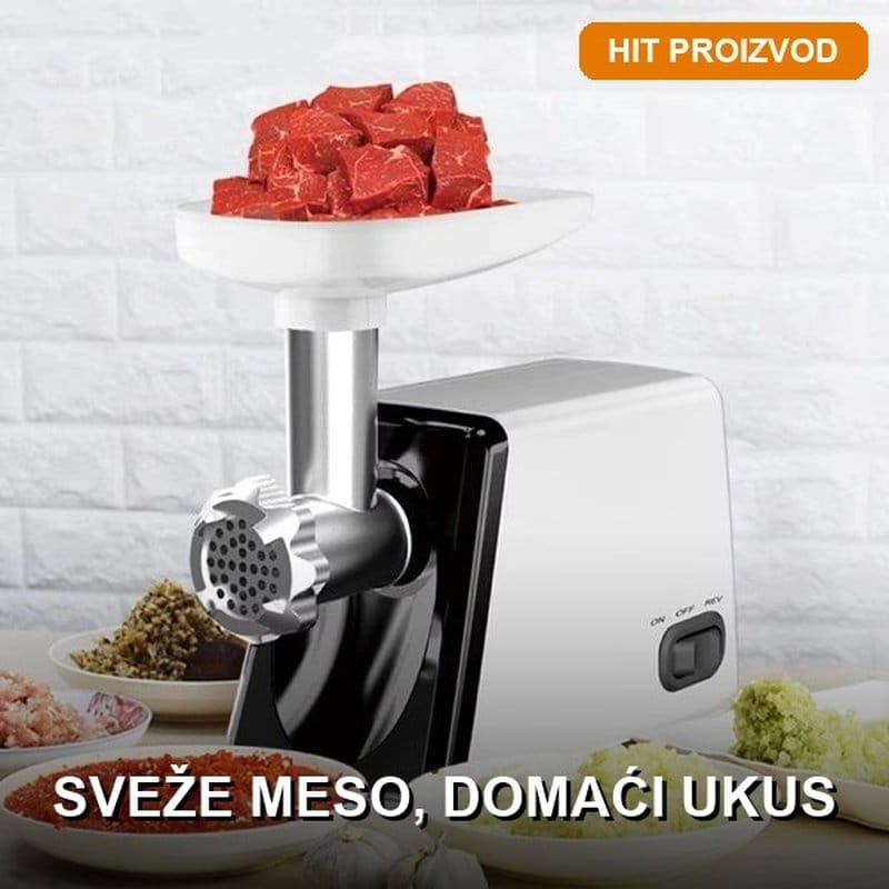 Mašina za mlevenje mesa Sokany SK-312 2500W — kompletan set Električna mašina za mlevenje mesa Sokany SK-312 2500W sa aparatom za vakumiranje i 10 vakuum kesa