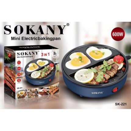 Sokany 3u1 Mini Električni Gril Tiganj – Višenamenska Tava za Doručak