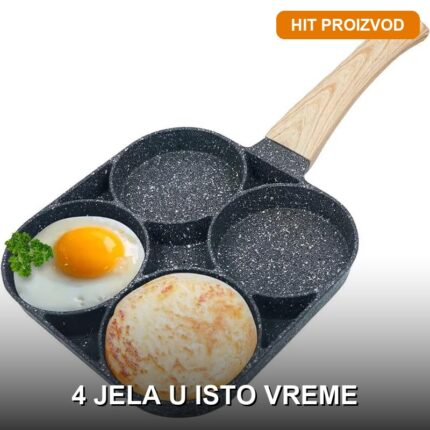 Nelepljivi tiganj sa 4 pregrade — prženje 4 jela istovremeno