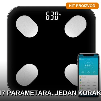 Pametna Bluetooth Vaga sa 17 Telesnih Parametara – Preciznost 0,1 kg