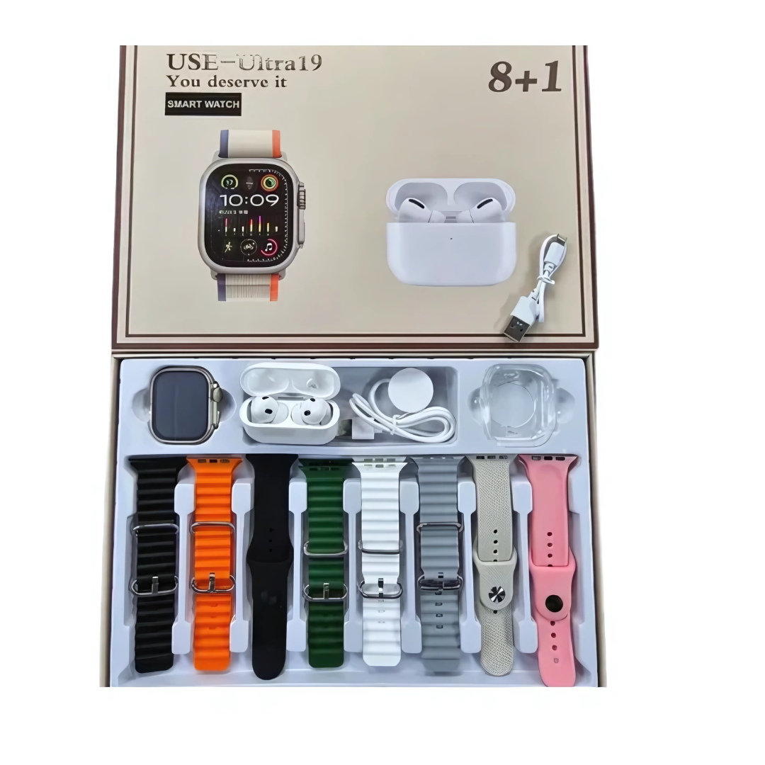 Ultra19 Pametni Sat + 8 Narukvica + AirPods Slušalice – Komplet - slika 2