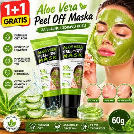 AloeGlow Peel Off Maska sa Aloe Verom – Dubinsko Čišćenje i Hidratacija 60g (1+1 GRATIS) - slika 2