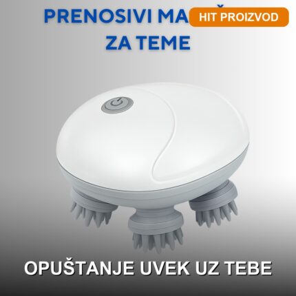 Prenosivi masažer za teme i telo sa silikonskim nastavcima i USB punjenjem