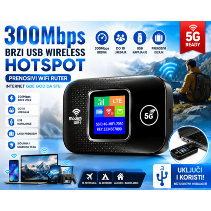 Prenosivi WiFi Ruter 300Mbps – Mobilni Hotspot za Do 10 Uređaja
