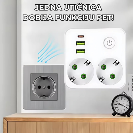 MultiVolt 5 – Produžni Kabl sa USB Punjačem i Zaštitom od Prenapona