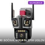 PTZ WiFi kamera sa 3 sočiva za kuću i dvorište — noćni režim, detekcija pokreta, alarm