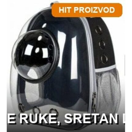 PET Transporter Ranac sa Kapsulom za Pse i Mačke — Prozorčić, Crni
