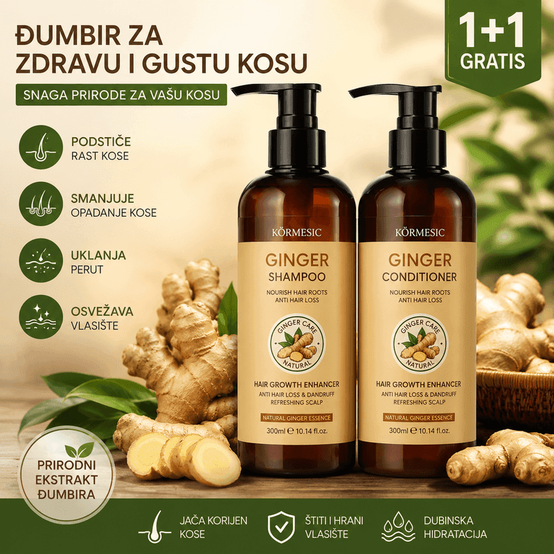 šampon sa đumbirom protiv opadanja kose — prednja strana