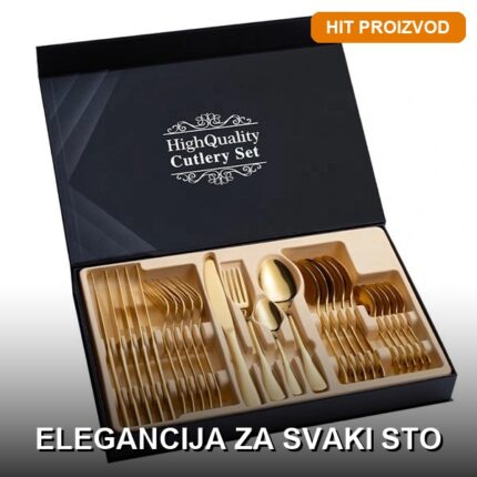 Premium set pribora za jelo 24 dela za 6 osoba — nerđajući čelik