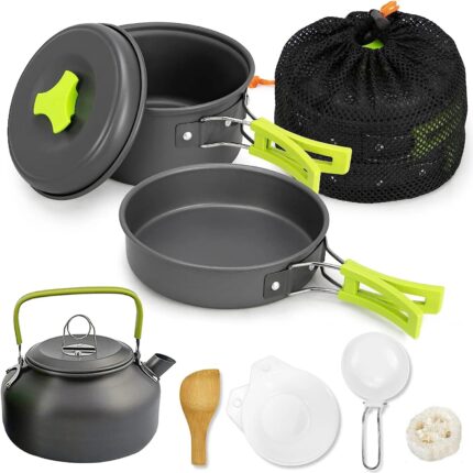 Aluminijumski Set za Kuvanje u Prirodi – 10 Delova sa Torbom