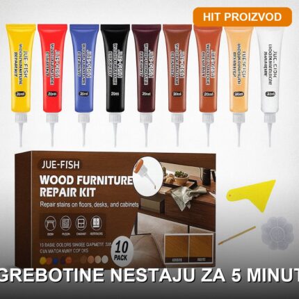 Set za reparaciju drvenog nameštaja — 10 nijansi sa četkicom i paletom
