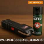 Set za samoodbranu — elektrošoker i biber sprej sa futrolom - u upotrebi
