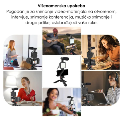 4 u 1 Set za Vlogovanje – Mikrofon, LED Lampa i Stativ za Kreatore Sadržaja - slika 2