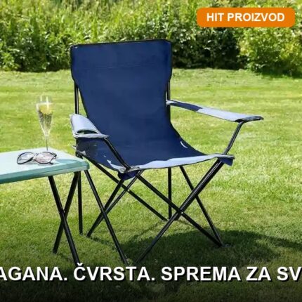 Sklopiva kamp stolica 80x51x74cm — metalni ram, nosivost 120kg