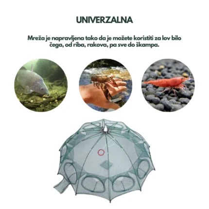 Sklopiva Ribarska Mreža za Ribe, Rakove i Škampe - slika 2