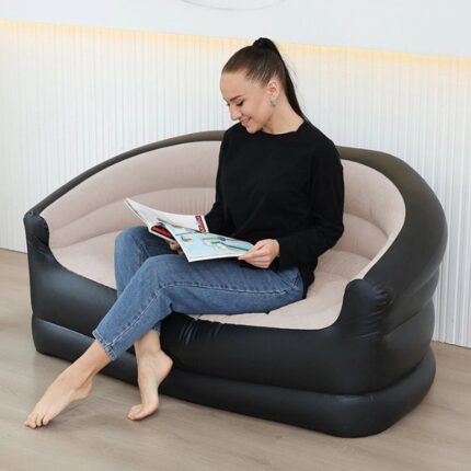 Dvostruka Sofa na Naduvavanje – PVC sa Baršunastim Slojem, 150 kg
